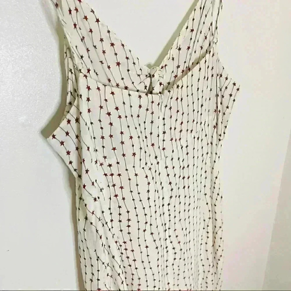 NWT La Ligne White Stars & Stripes Printed Front Tie Spaghetti Strap Midi Dress - Picture 3 of 8